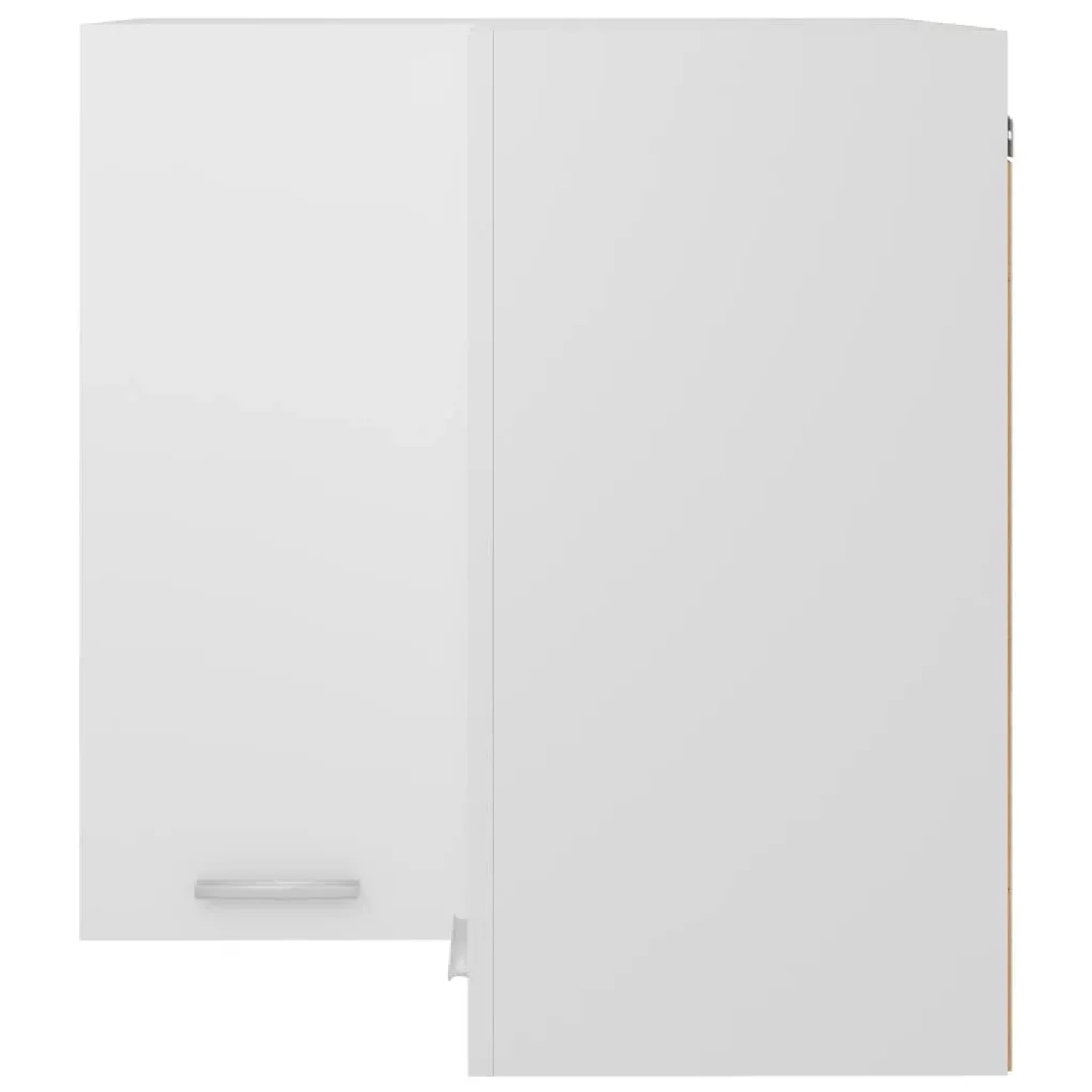 Weißer vidaXL Eckhängeschrank (57x57x60 cm) aus Holzwerkstoff für die Küche.