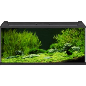 Eheim Aquarium-Set Aquapro LED 180 Schwarz, bepflanztes Süßwasser Aquarium mit Zubehör.
