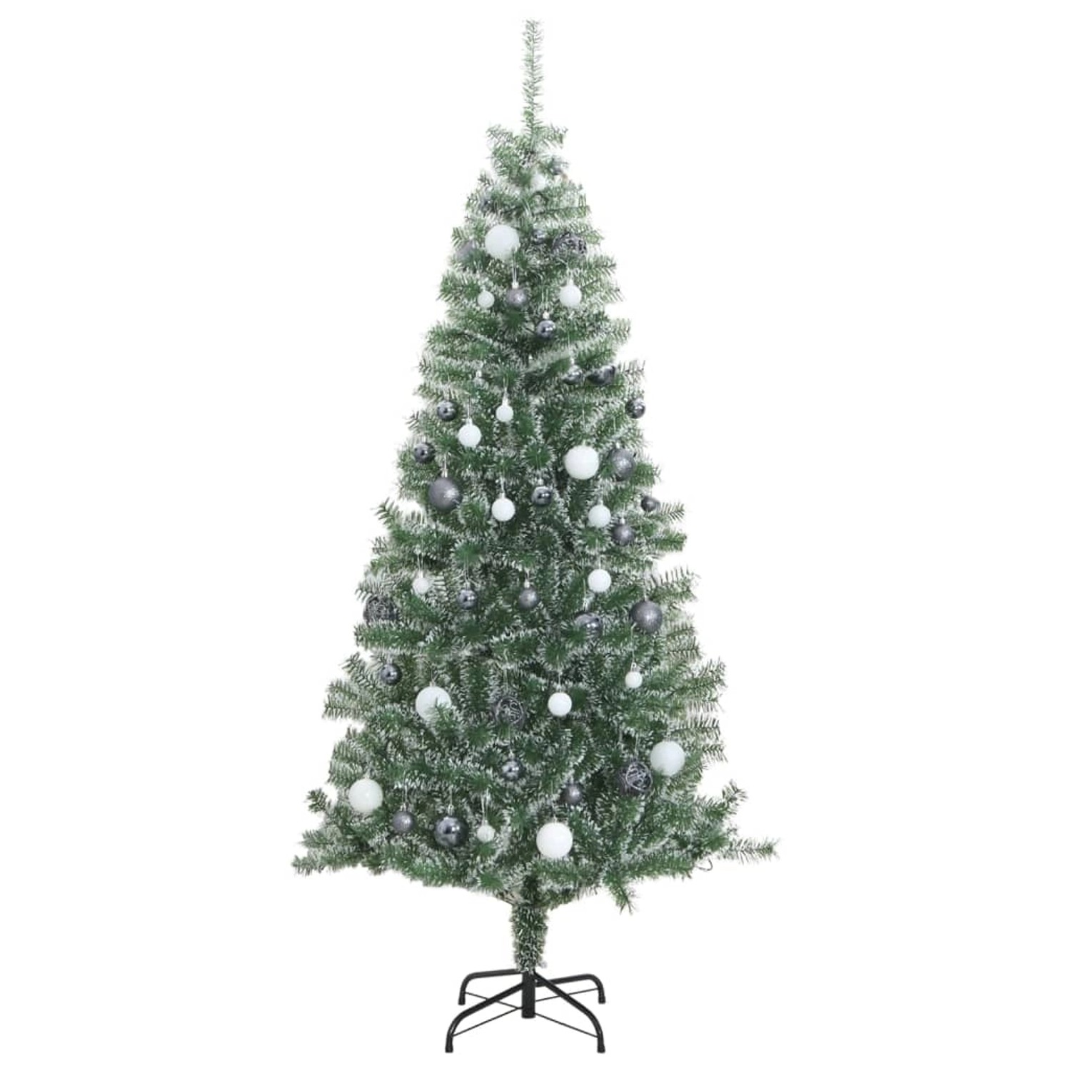 vidaXL Künstlicher Weihnachtsbaum 300 LEDs   Kugeln Beschneit 210 cm Modell 3