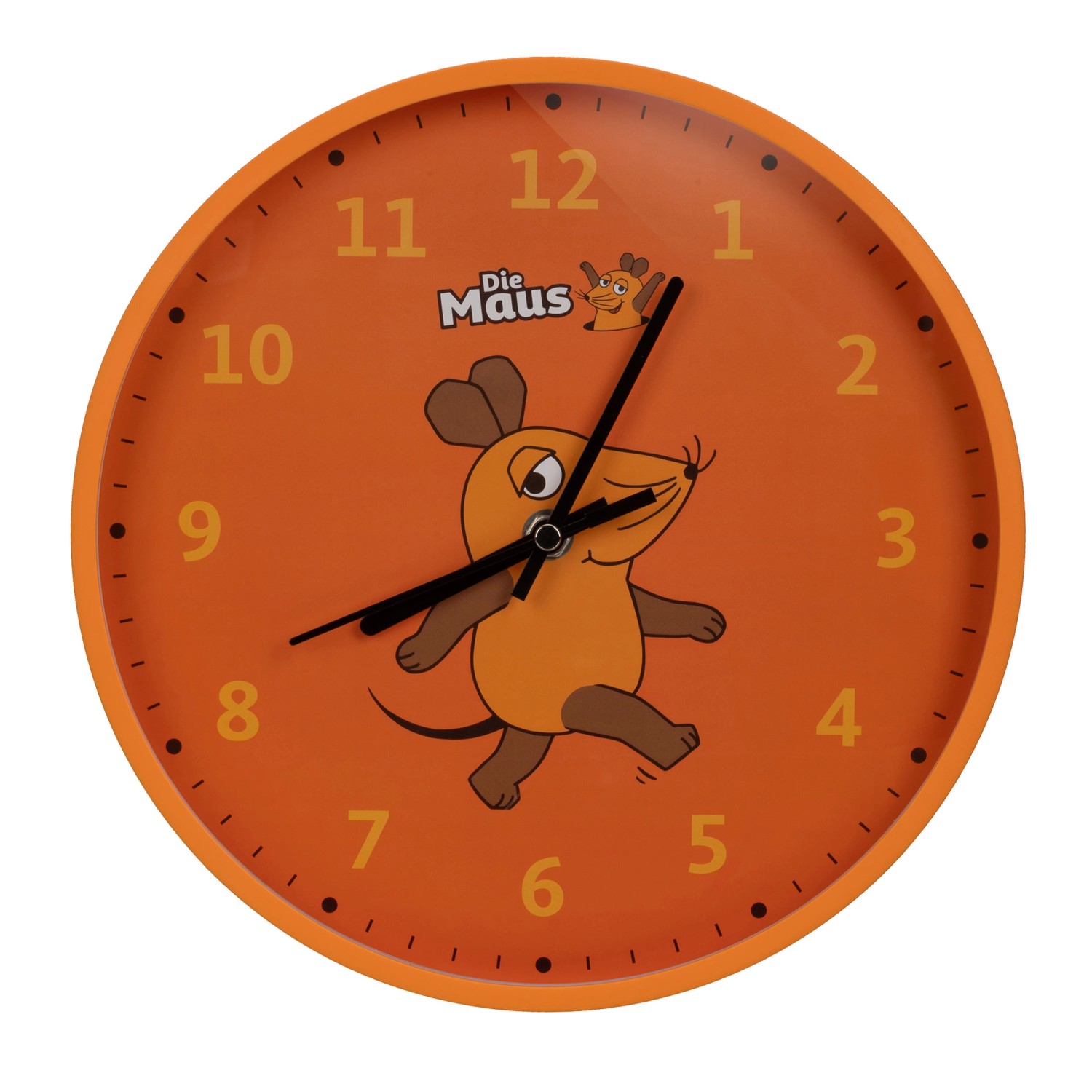 DieMaus Kinderwanduhr Maus-Motiv Ø 25 cm Orange günstig online kaufen