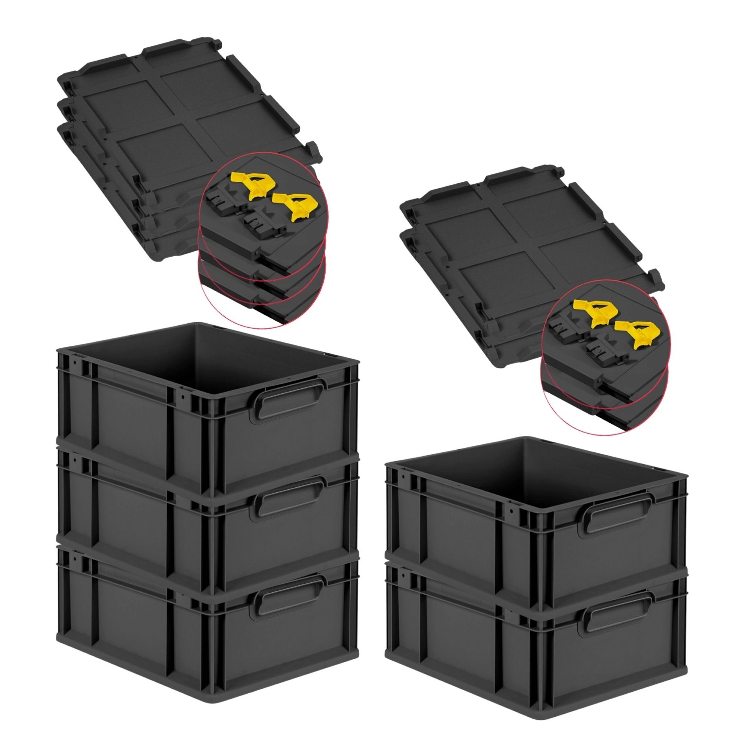 PROREGAL SuperSparSet 5x Eurobox Nextgen Grip Mit Scharnierdeckel Und Gelbe günstig online kaufen