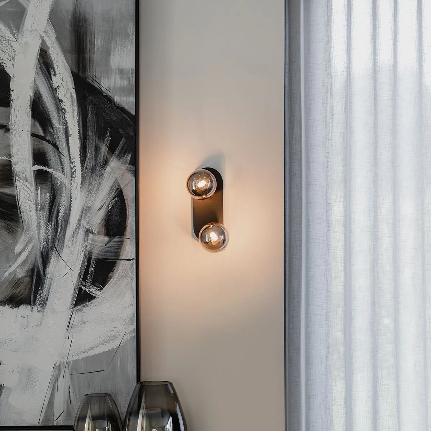 QAZQA Spot Schwarz mit Rauchglas 2 Licht Verstellbar Athen