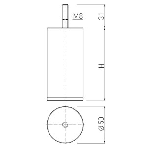 SOTECH Möbelfuß UNIFORM Chrom Poliert Höhe 150 mm