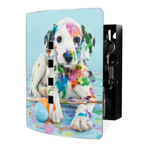 Banjado Schlüsselkasten Edelstahl mit Dalmatiner Motiv. Schlüsselbox für 10 Schlüssel, 24x21,5x7cm.