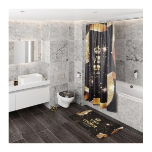 Sanilo Pop Up Waschbeckenstöpsel VIP Lounge im Badezimmer-Set mit Duschvorhang und Badematte.