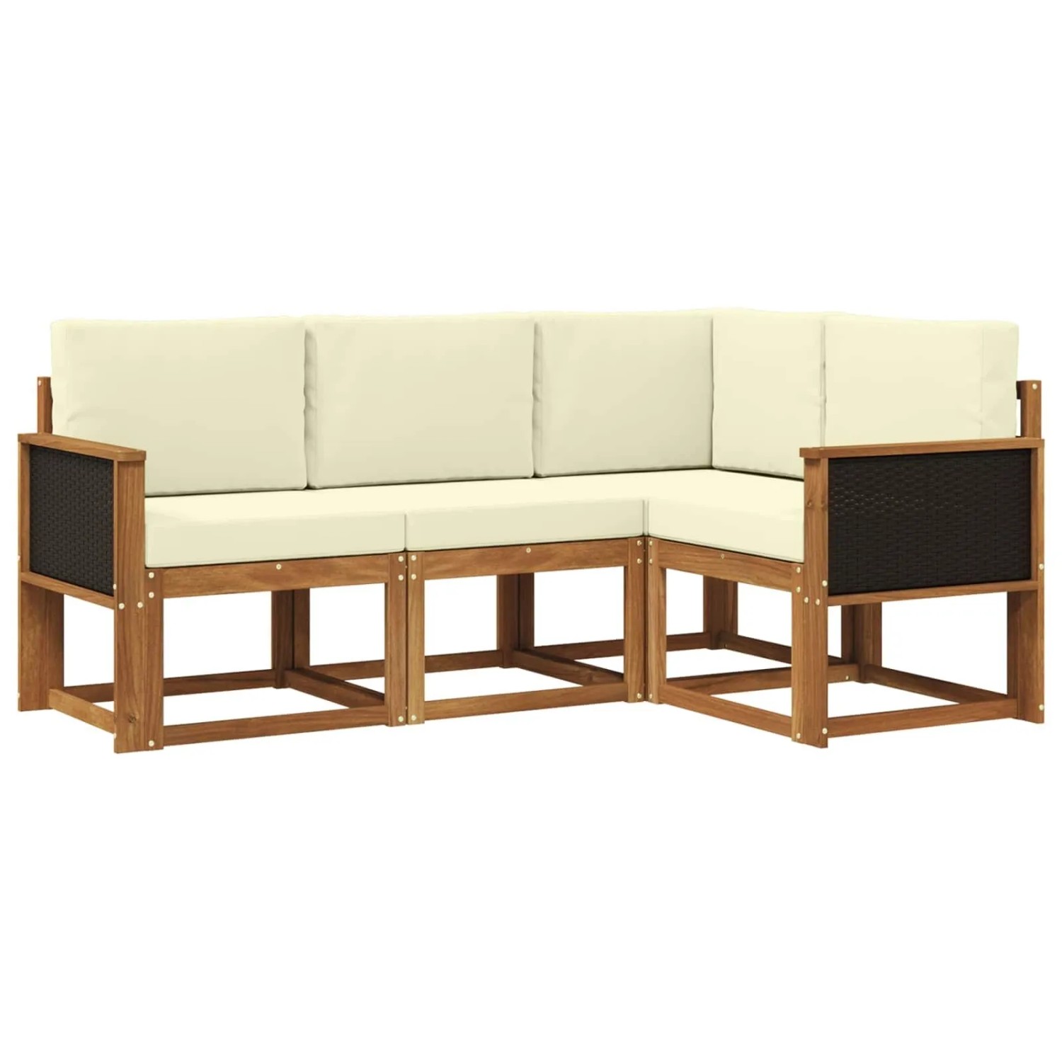 vidaXL Outdoor-Sofagarnitur mit Kissen 4 Stk Natur und Creme Polyester 3385161