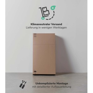 Verpackter mokebo Waschbeckenunterschrank 'Der Waschbär' in Eiche-Schwarz. Badregal zur Selbstmontage.