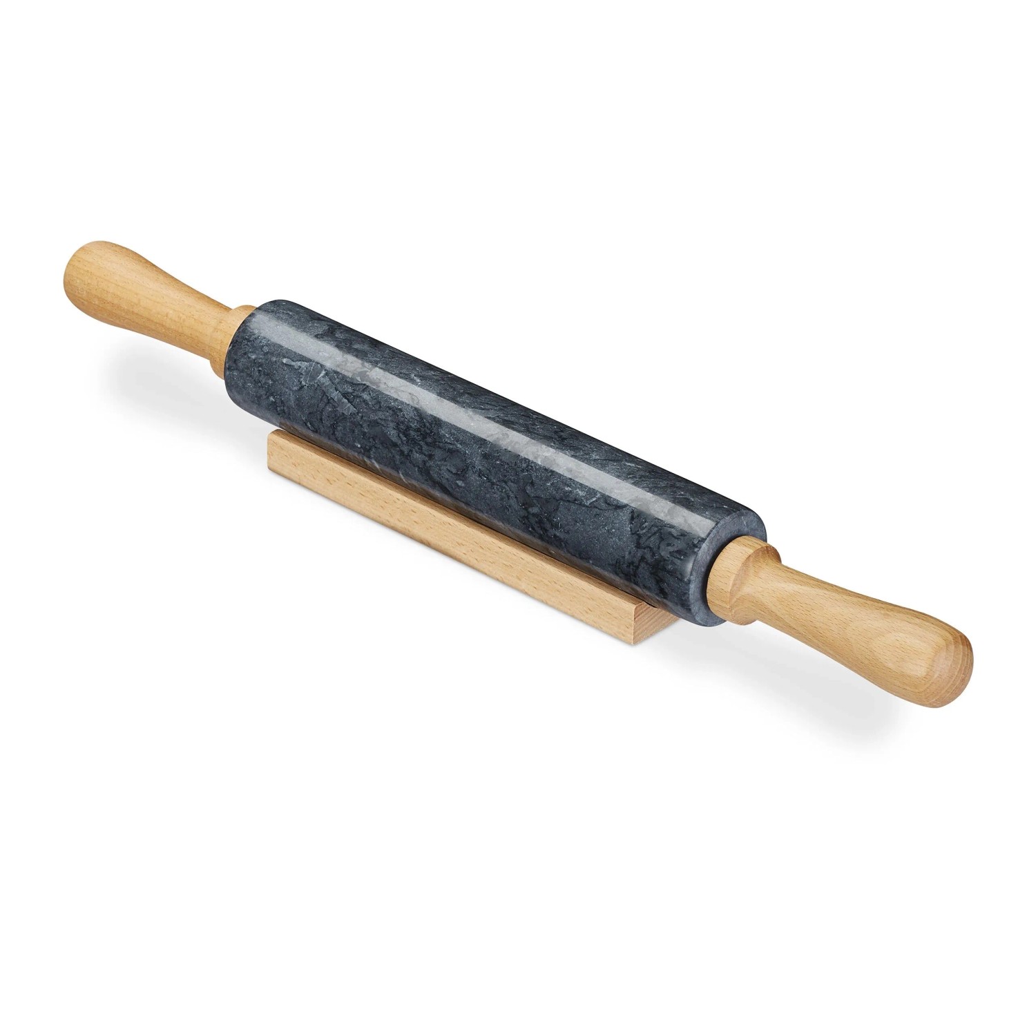 Relaxdays Nudelholz Marmor Schwarz Schwer 48 cm x 5 cm 1,6 kg