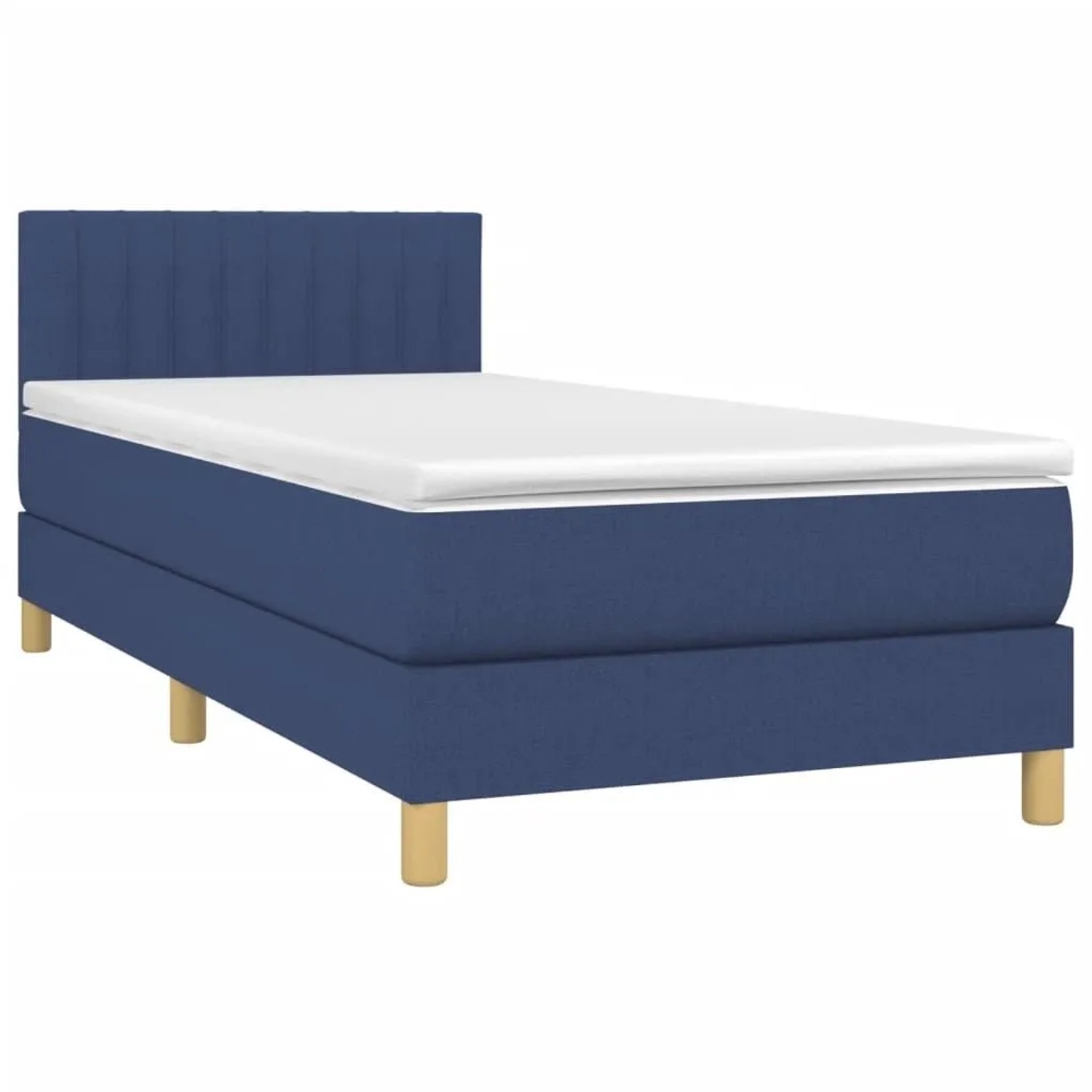 vidaXL Boxspringbett mit Matratze & LED Blau 90x200 cm Stoff 3133851 günstig online kaufen