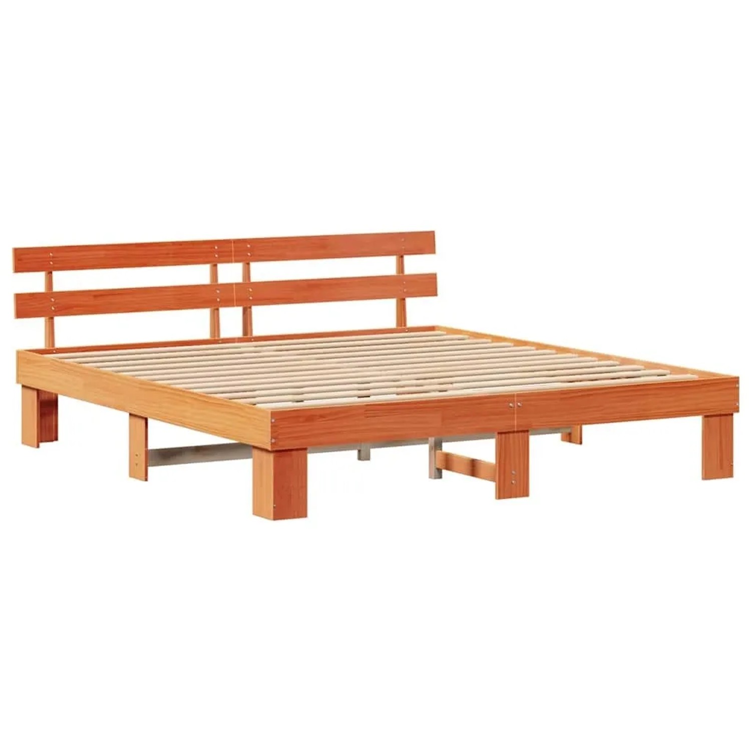 vidaXL Bettrahmen Wachsbraun 200 x 200 cm Massives Kiefernholz 872430