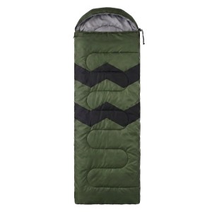 Khaki Schlafsack von ECD Germany für Camping, 210x72 cm, leicht und mit Kapuze.