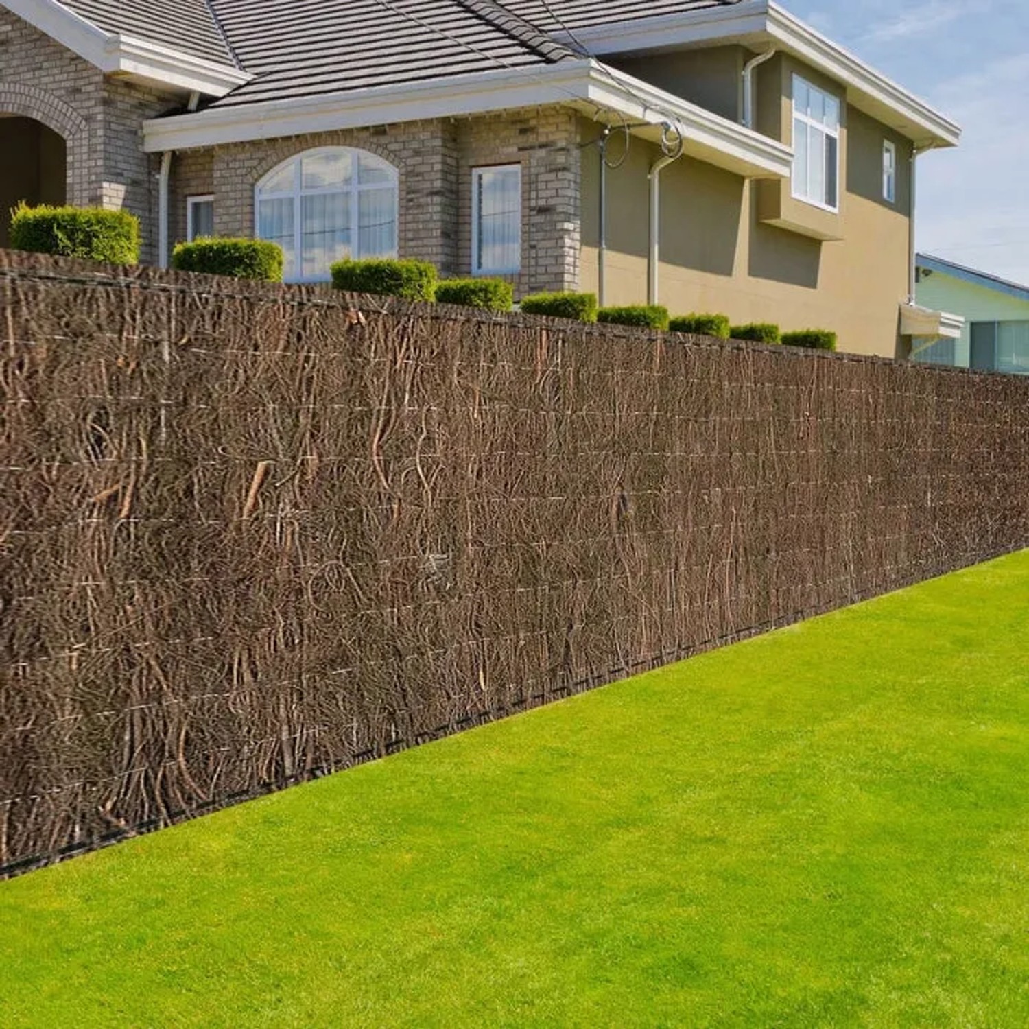 Heidekrautmatte als Sichtschutz im Garten, 150x300 cm. Naturprodukt aus Heidekrautästen.