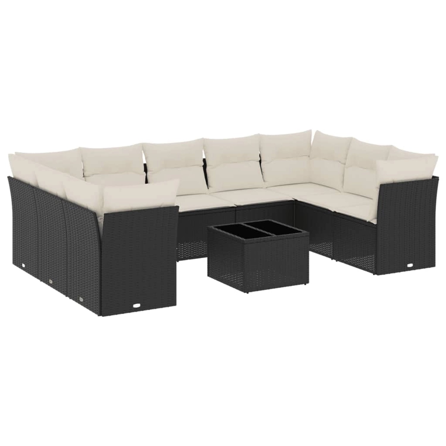 vidaXL 10-Tlg Garten-Sofagarnitur mit Kissen Schwarz Poly Rattan 3249975 günstig online kaufen