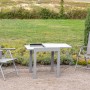 Merxx Amalfi Gartenmöbel-Set, 3-teilig: Klappsessel und ausziehbarer Tisch in Diamantbraun.