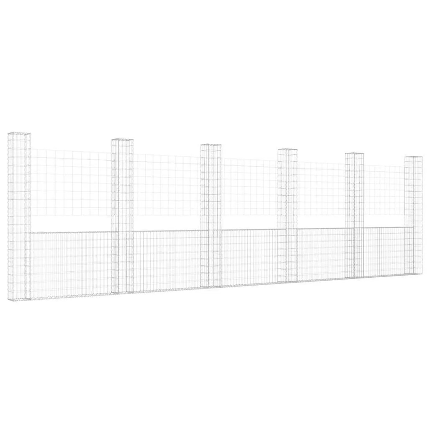vidaXL Gabionenkorb U-Form mit 6 Säulen Eisen 620x20x200 cm 151293