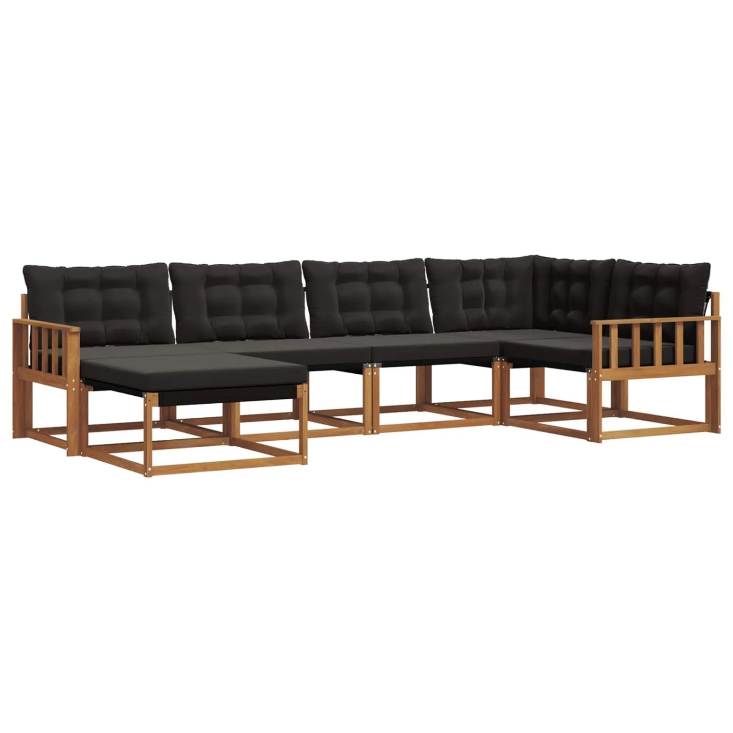 vidaXL Outdoor-Sofagarnitur mit Kissen 18-Tlg Natur und Schwarz 3369623
