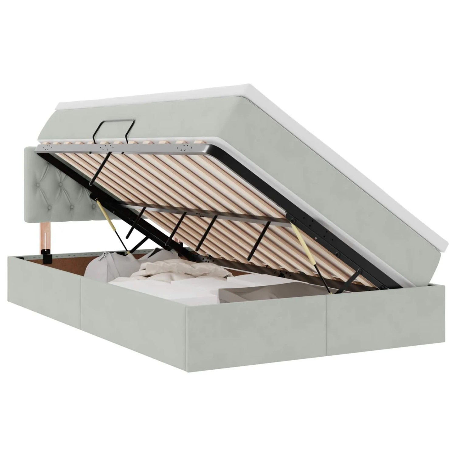 vidaXL Stauraumbett mit Matratze Hellgrau 120 x 200 cm Samt 3370809 günstig online kaufen