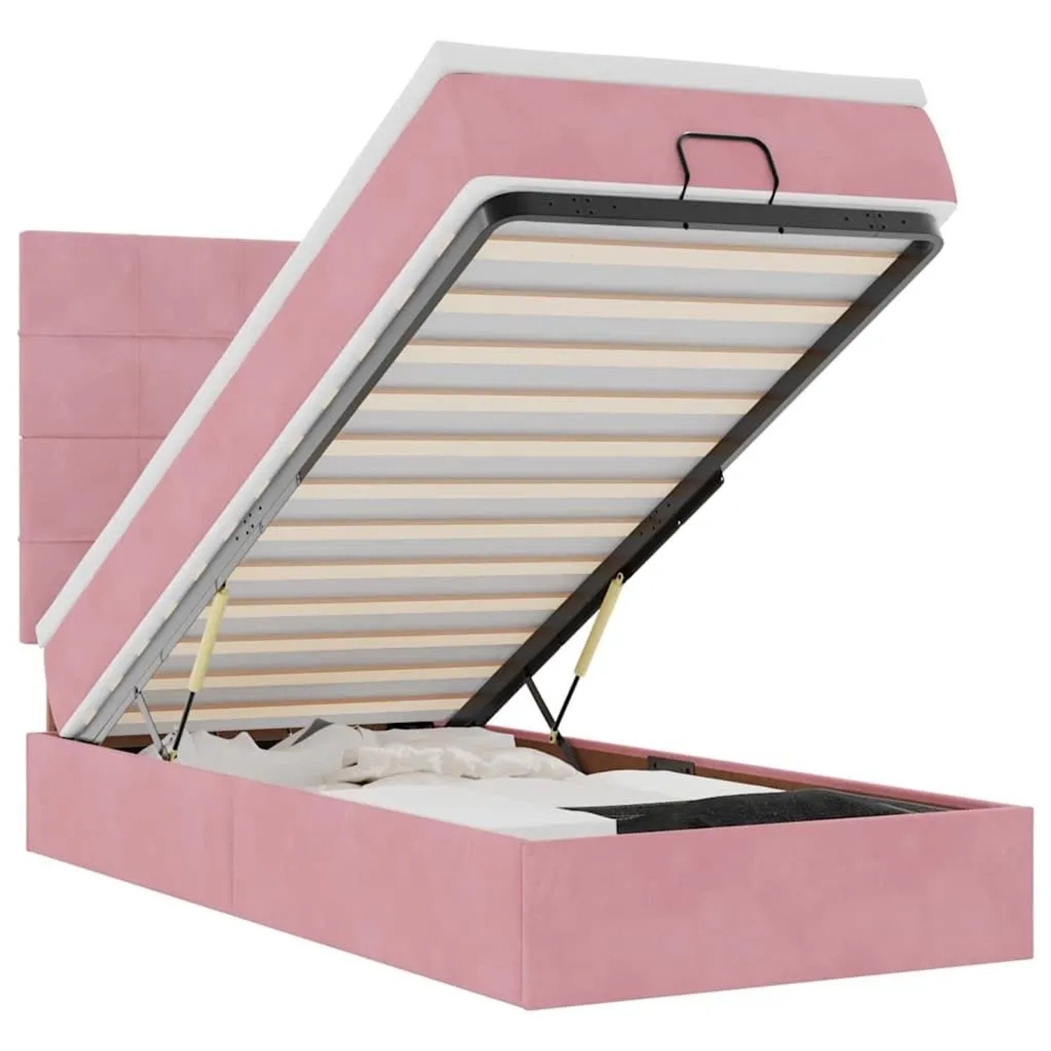 vidaXL Ottoman-Bett mit Matratzen und LEDs Rosa 100x200 cm Samt 3314305