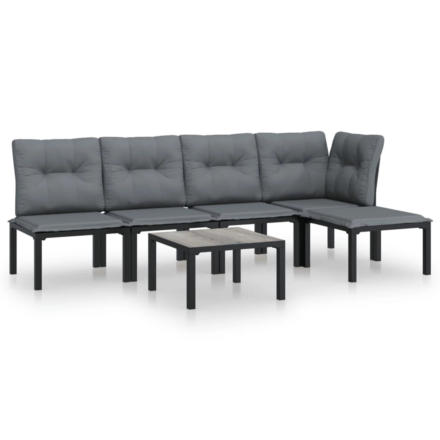 vidaXL 6-tlg Garten-Lounge-Set Schwarz und Grau Poly Rattan Modell 4
