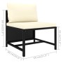 vidaXL Gartenmöbel: Schwarzes Lounge-Sofa aus Rattan mit cremeweißen Kissen, Teil eines 7-tlg Sets.