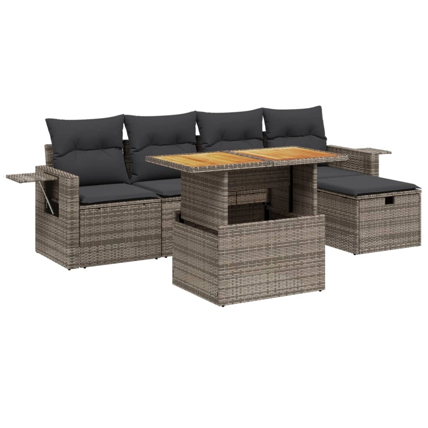 vidaXL 6-Tlg Garten-Sofagarnitur mit Kissen Grau Poly Rattan 3275699 günstig online kaufen