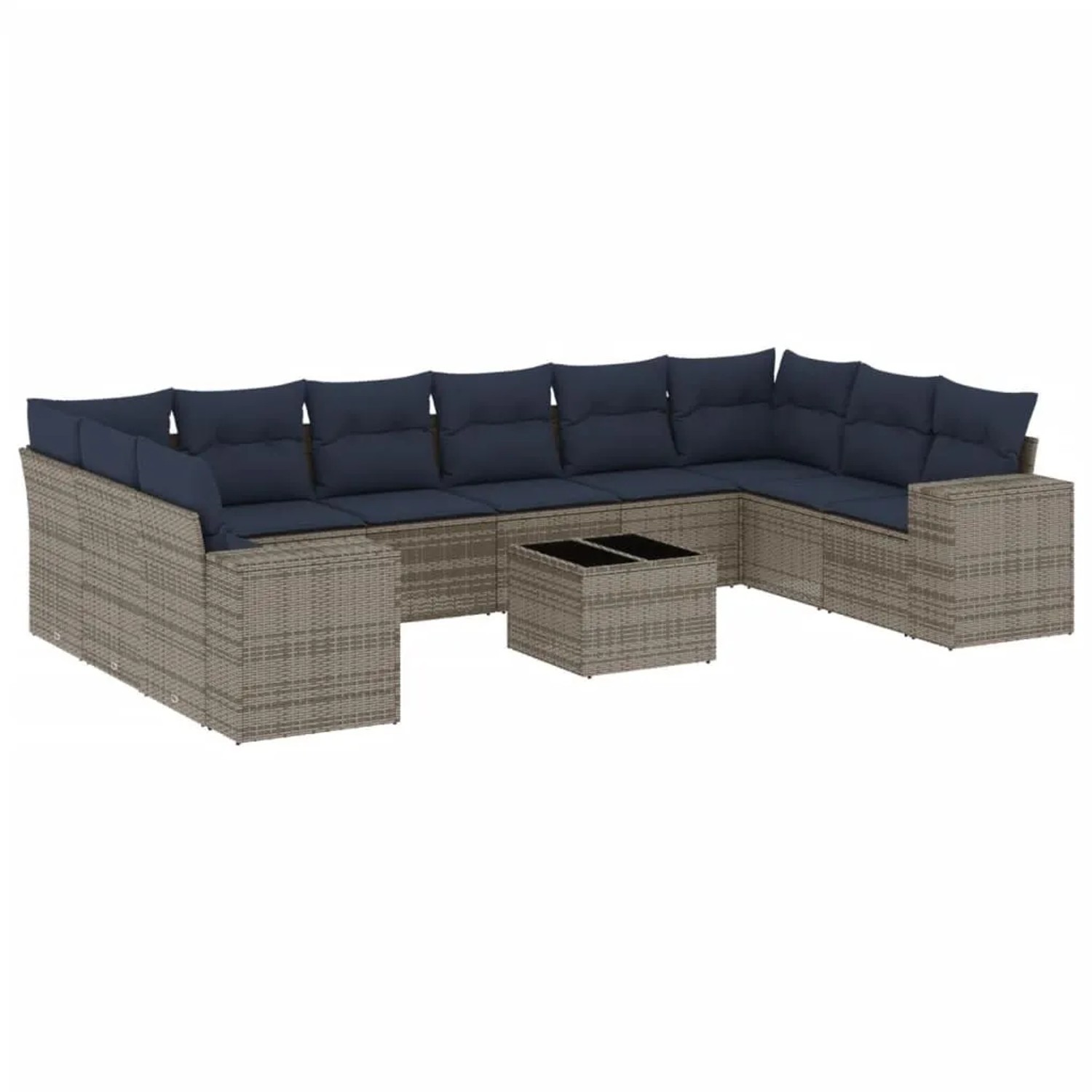 vidaXL 11-Tlg Gartensofa-Set mit Kissen Grau Polyrattan 3223080 günstig online kaufen