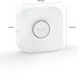 Philips Hue Bridge, Steuerzentrale für das Secure Starter-Set, weiße Basisstation mit Maßen.