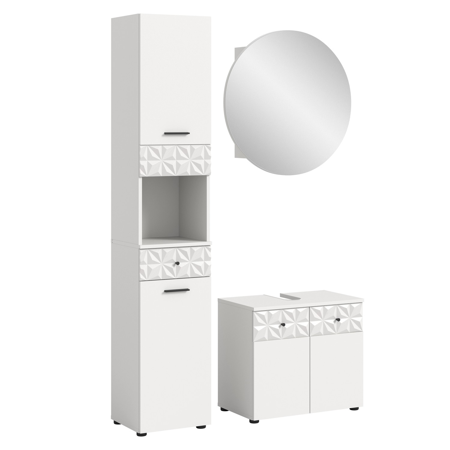 Badkombination Prisma m. Hochschrank Weiß 187 cm x 110 cm x 37 cm 3-tlg. günstig online kaufen