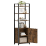 Vasagle Bücherregal, 159,5 cm hoch, braun-schwarz, mit offenen Fächern und Schrank.