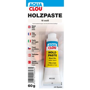 Clou Holzpaste, wasserverdünnbar, Weiß, 60g Tube. Holzspachtel für Reparaturen im Innenbereich.