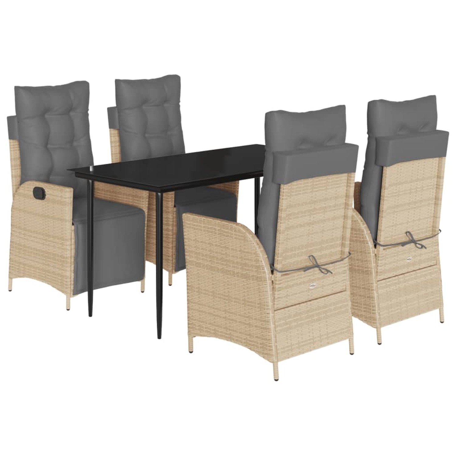 vidaXL 5-Tlg Garten-Essgruppe mit Kissen Beigemischung Poly Rattan 3213450 günstig online kaufen