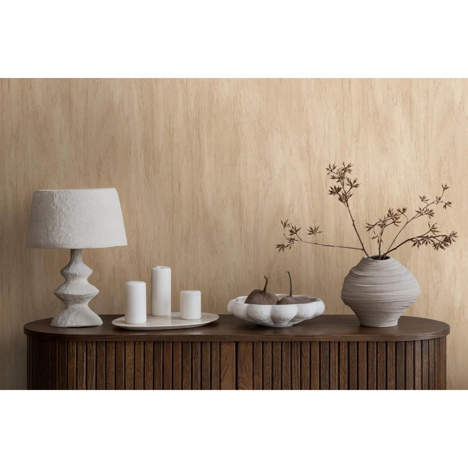 PROFHOME Holz Tapete in Beige-Braun für Wohnraum mit Holzoptik.