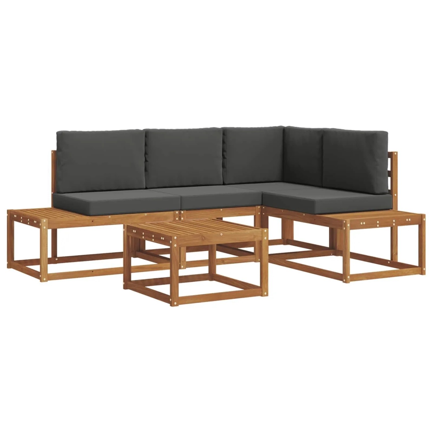 vidaXL Outdoor-Sofagarnitur mit Kissen 5-Tlg Natur und Anthrazit 3366955