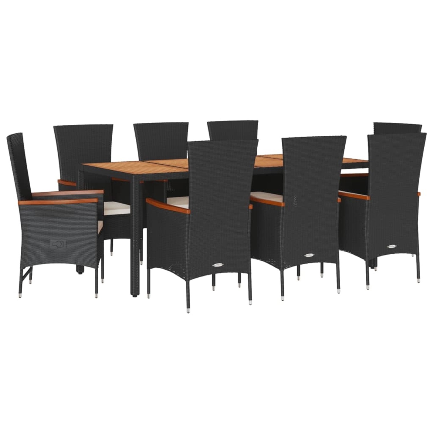 vidaXL 9-Tlg Garten-Essgruppe mit Kissen Schwarz Poly Rattan 3277519 günstig online kaufen