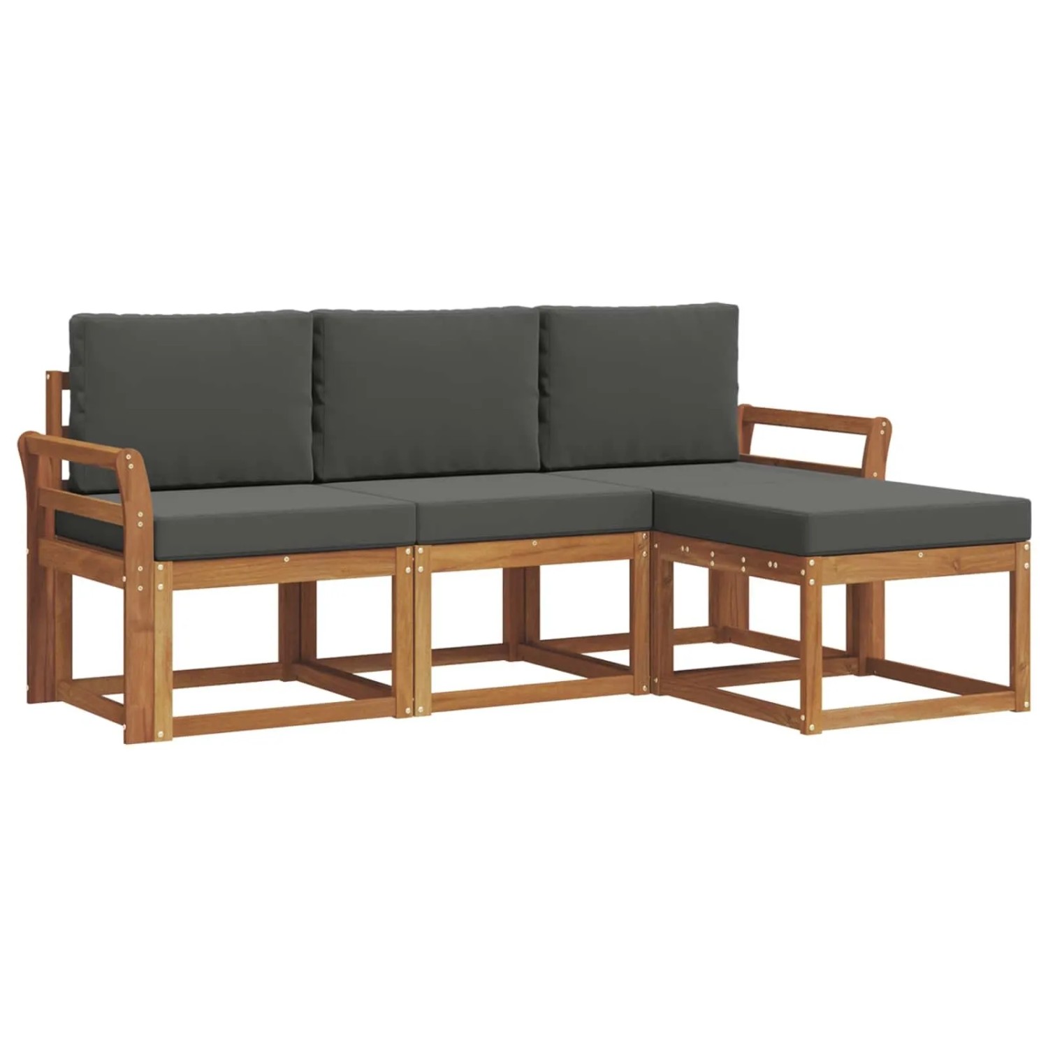 vidaXL Outdoor-Sofagarnitur mit Kissen 4-Tlg Natur und Anthrazit 3366220