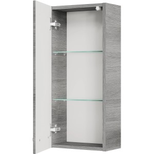 Pelipal Bad-Hängeschrank Quickset 328, Graphit, 30 cm breit, mit offenen Tür und zwei Glasböden.