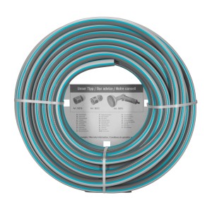 Gardena Gartenschlauch Classic, 18 m, grau/türkis, aufgerollt.