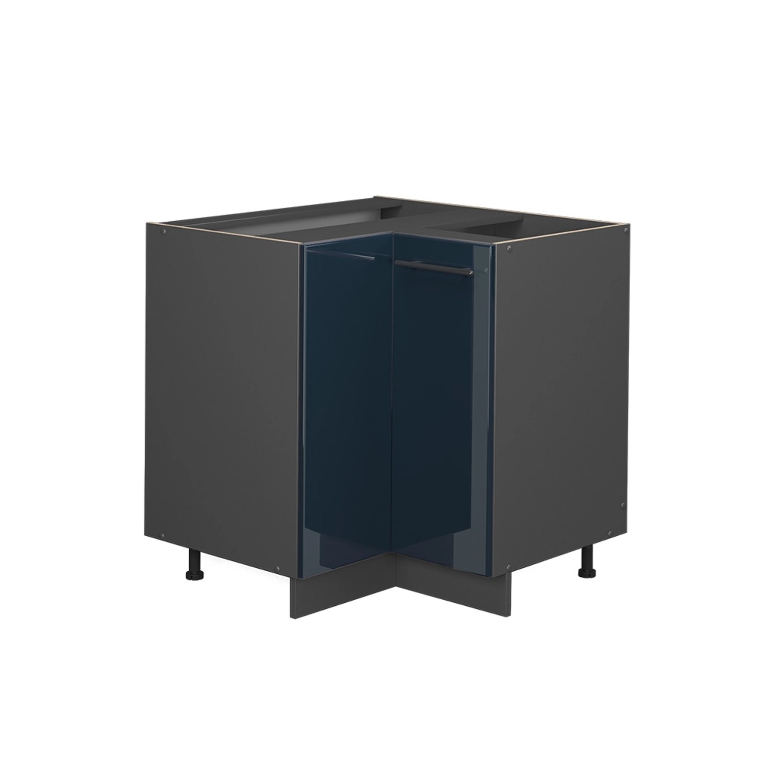 Vicco Eckunterschrank Fame-Line Dunkelblau Hochglanz 81 cm ohne Arbeitsplatte