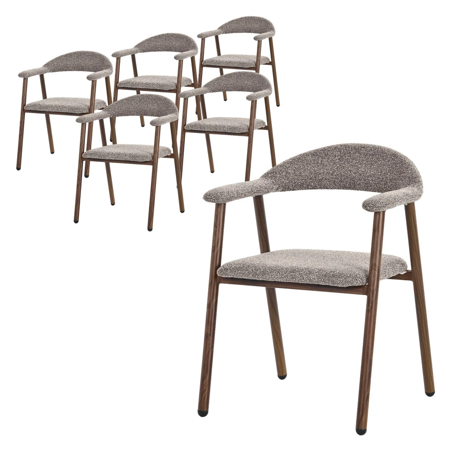 ML-Design Esszimmerstühle 6er Set Braun mit Webstruktur & Stahlgestell