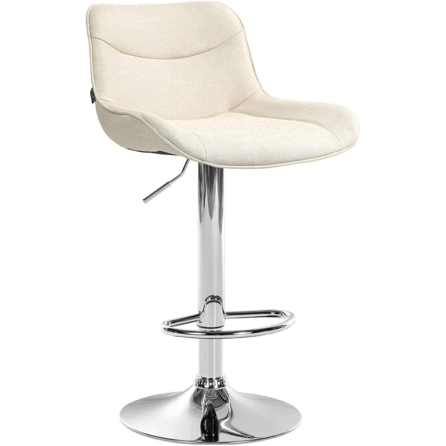 DELUKE Barhocker RAGAD Stoff Creme 49x51x85cm Silber Barstuhl Höhenverstellbar Mit Lehne Drehbar Tresenhocker Tresenstuhl