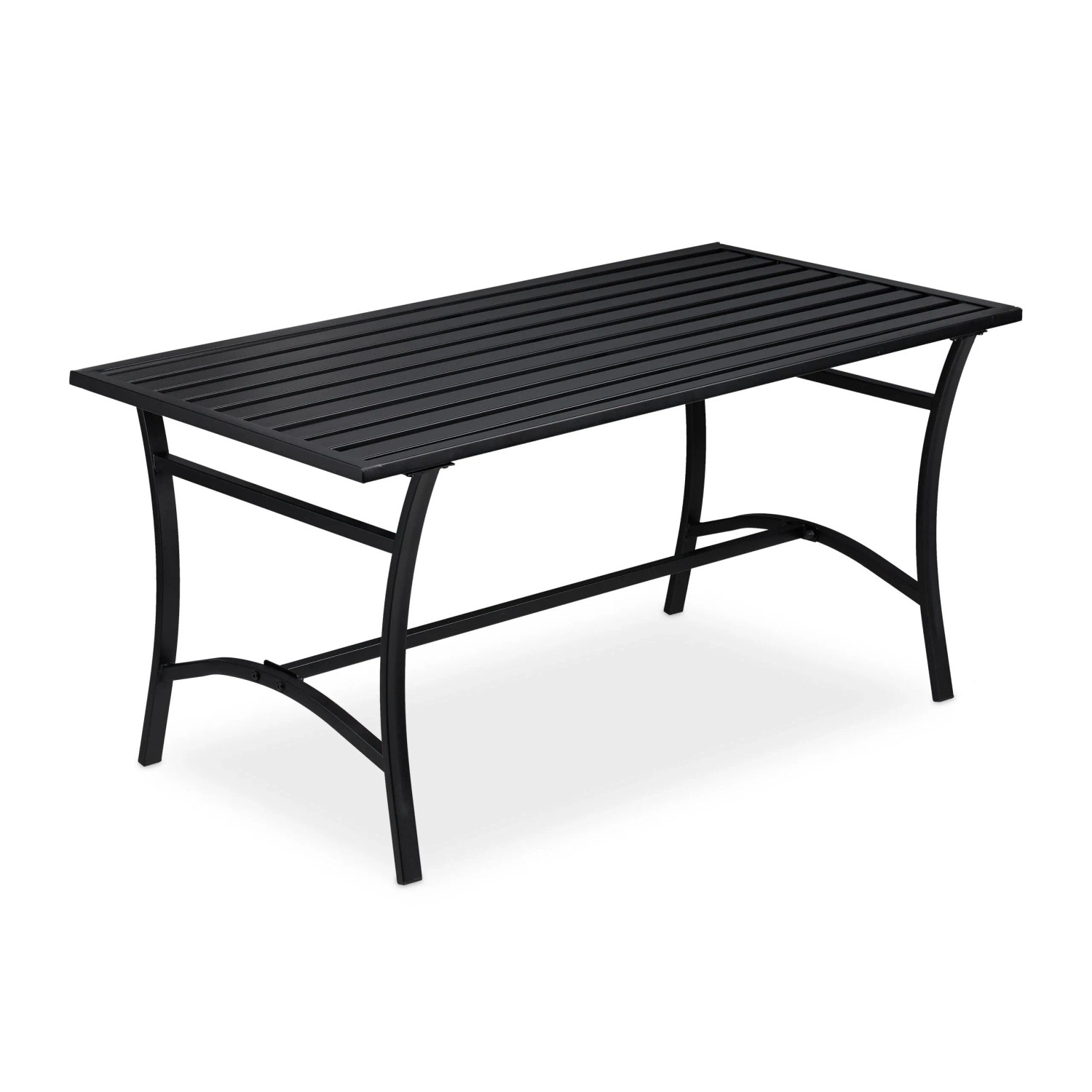 Relaxdays Gartentisch Stahl Schwarz Rechteckig Pulverbeschichtet 55,5 cm x 120 cm x 60 cm 12,9 kg