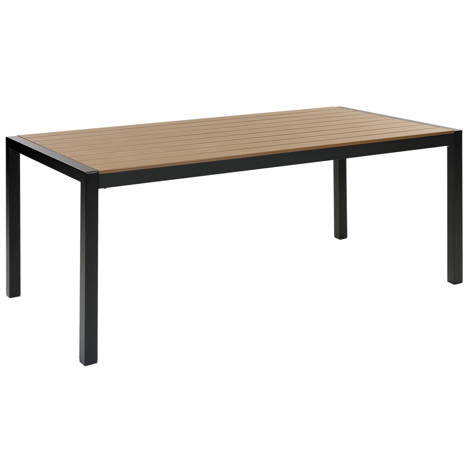 Beliani Gartentisch VERNIO Heller Holzfarbton Schwarz 180x90x76 günstig online kaufen