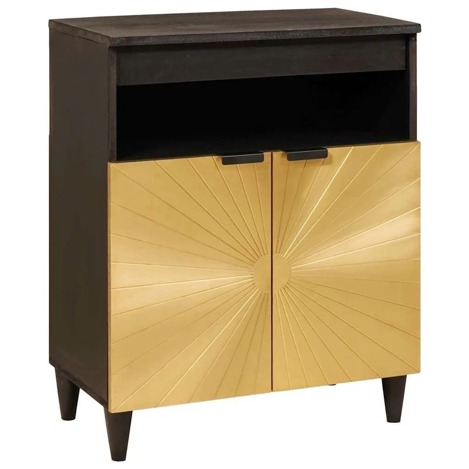 vidaXL Sideboard Schwarz und Gold 60 x 33 x 75 cm Massivholz Mango 4017853