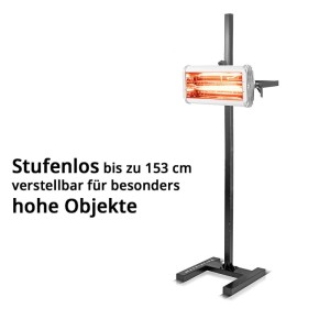 STAHLWERK Infrarot Lacktrockner IL-1200 ST auf schwarzem, bis 153 cm höhenverstellbarem Stativ.