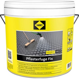 Eimer SAKRET Pflasterfuge Fix Grau 10 kg. Pflasterfugenmörtel für feste, wasserdurchlässige Fugen im Außenbereich.