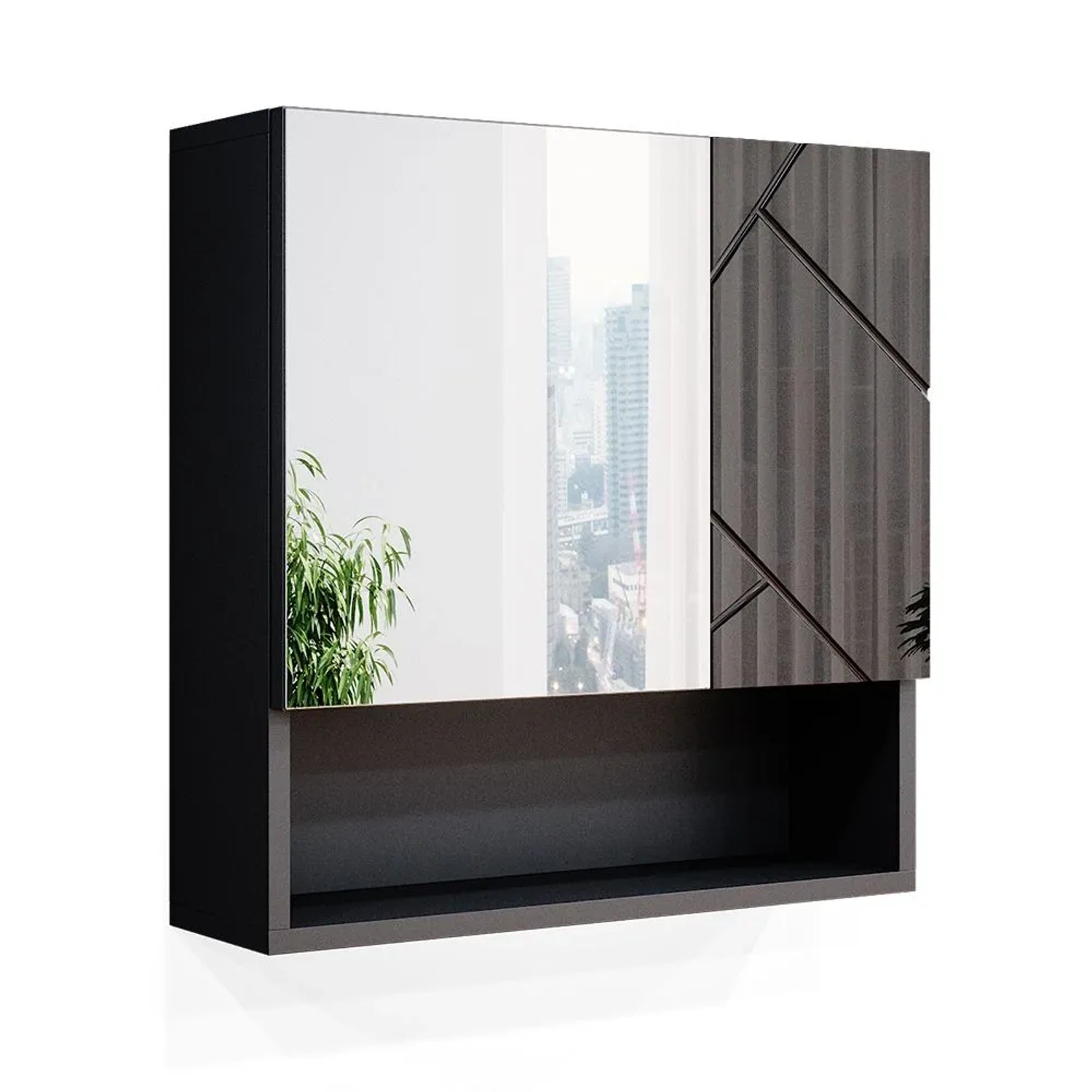 Vicco Badspiegelschrank Irma Anthrazit Hochglanz 54 x 55