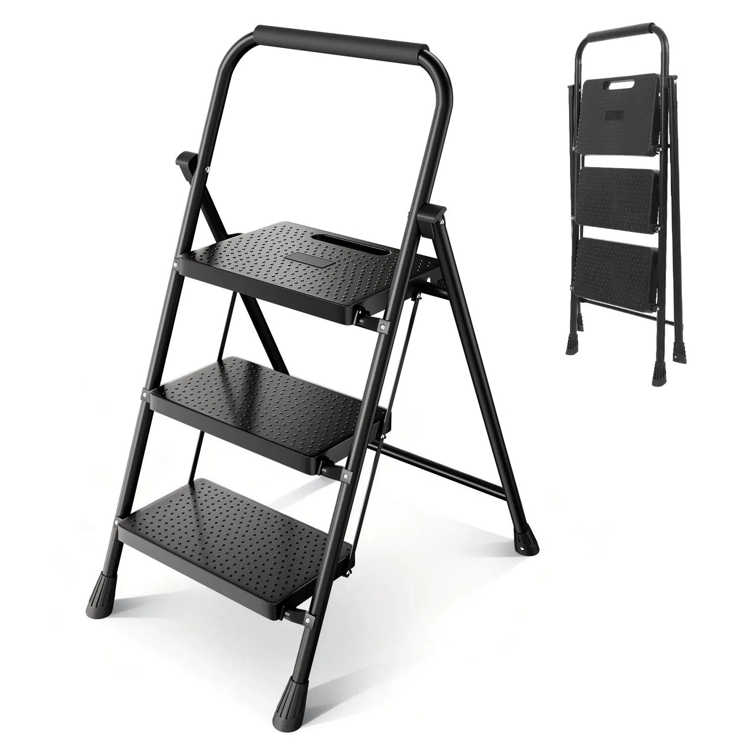 Sekey Klapptritt 3 Stufen Faltbar 36 cm Trittstufen Anti Rutsch bis 150 kg Haushaltsleiter