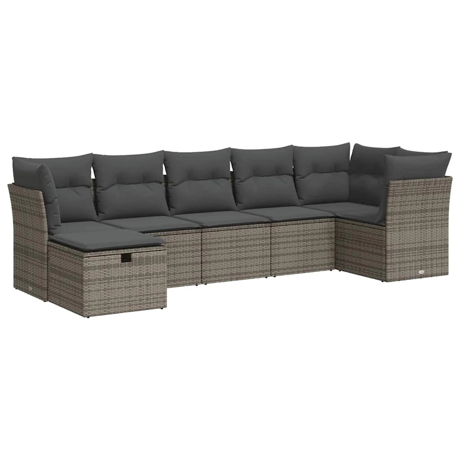 vidaXL 7-Tlg Garten-Sofagarnitur mit Kissen Grau Poly Rattan 3325306 günstig online kaufen
