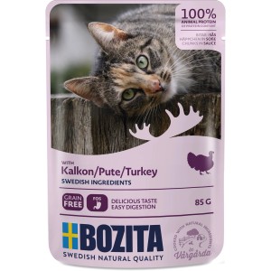 Bozita Katzen-Nassfutter Pute, 85g Pouch mit Katzenmotiv