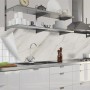 Beige Küchenrückwandfolie Kylie (280x60cm) selbstklebend mit Marmor-Optik in Küche.